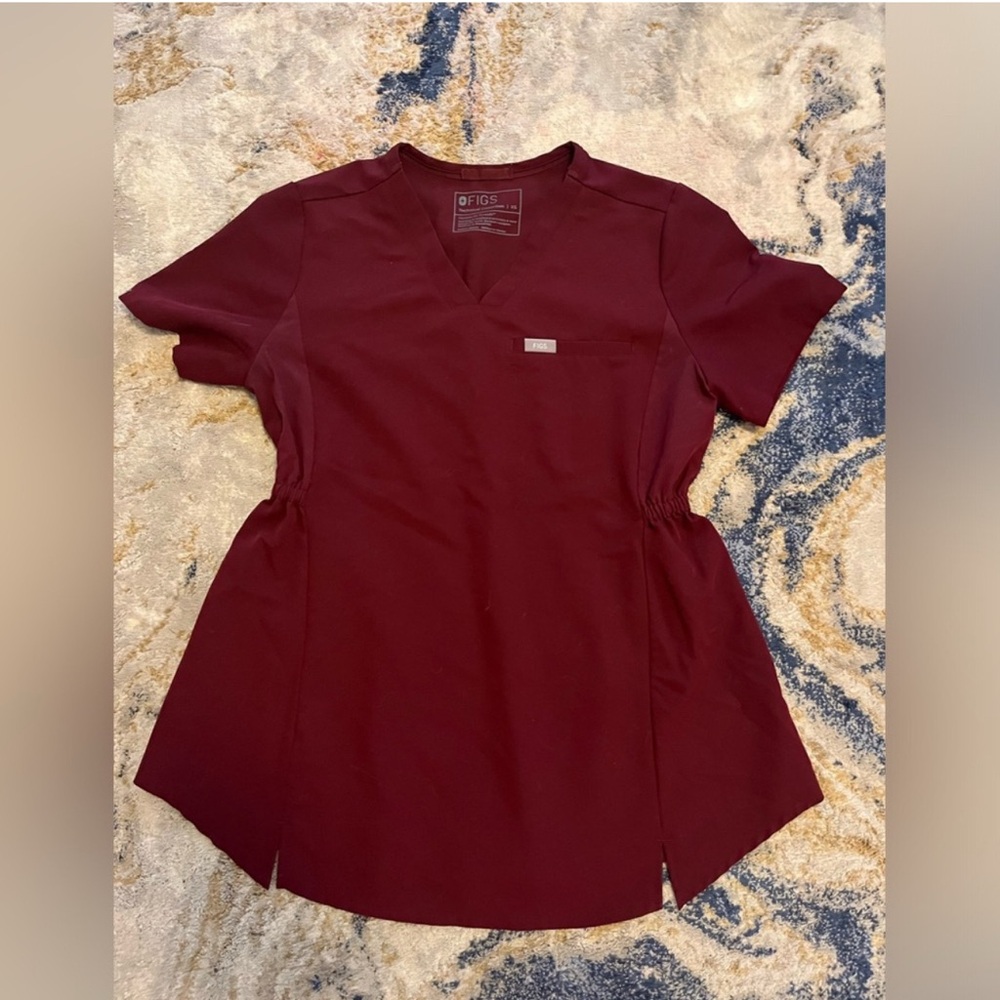 Figs maternity burgundy scrub set